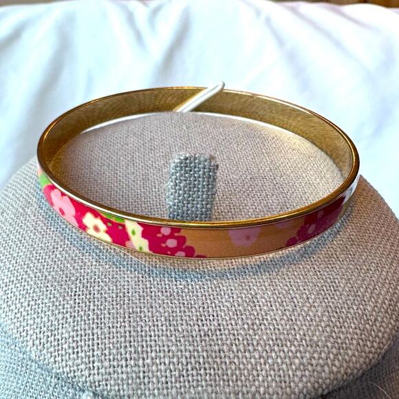 J. Crew - Gold Multi Colorful Floral Bangle Bracelet - Picture 2 of 6